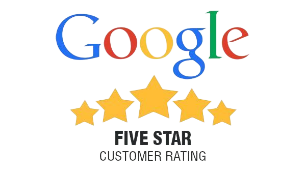 Google logo with five gold stars and 