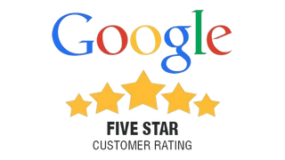 Google logo with five gold stars and 