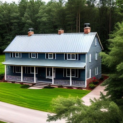 Large two-story house with a grey metal roof.