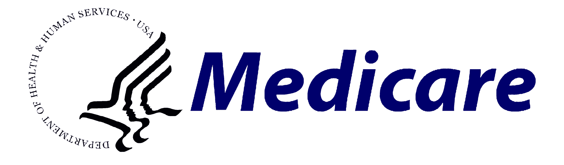 A logo for medicare is shown on a white background