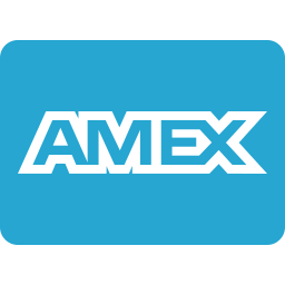 A blue and white american express logo on a white background