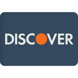 The discover logo is on a blue background.