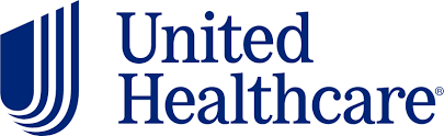 The logo for united healthcare is blue and white and has a shield on it.