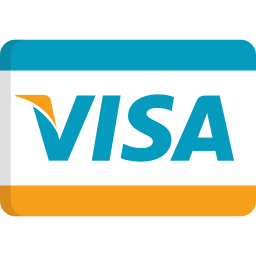 A blue and orange visa logo on a white background