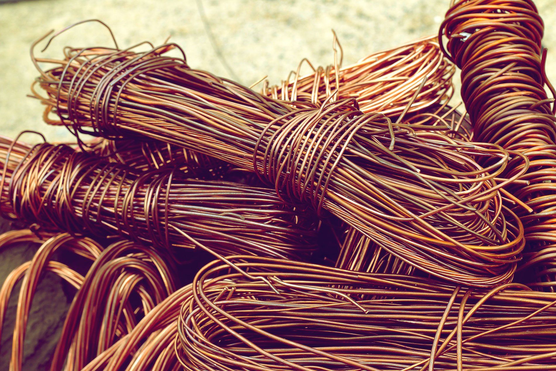 Copper wire from factory used for recycling.