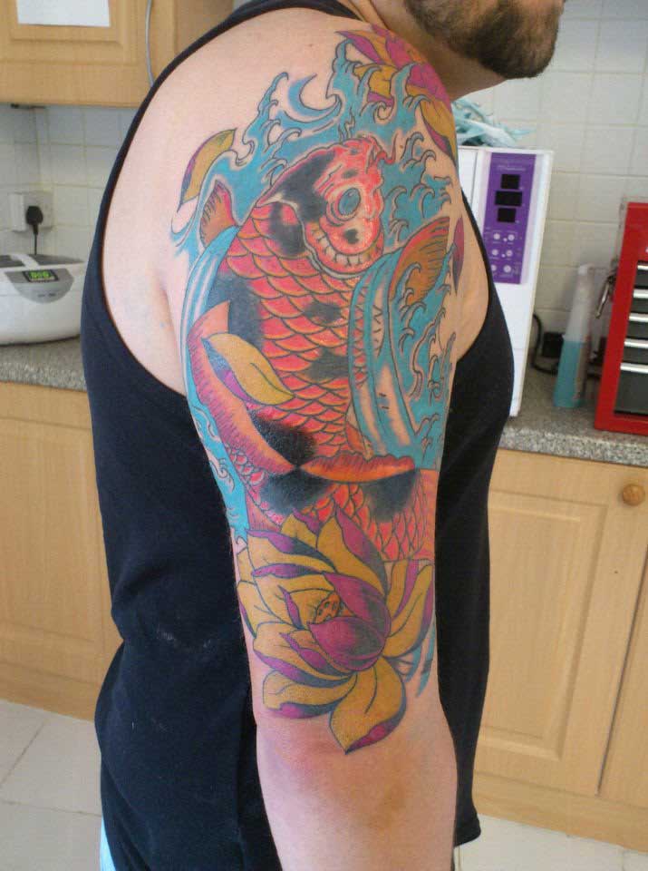 red fish sleeve tattoo