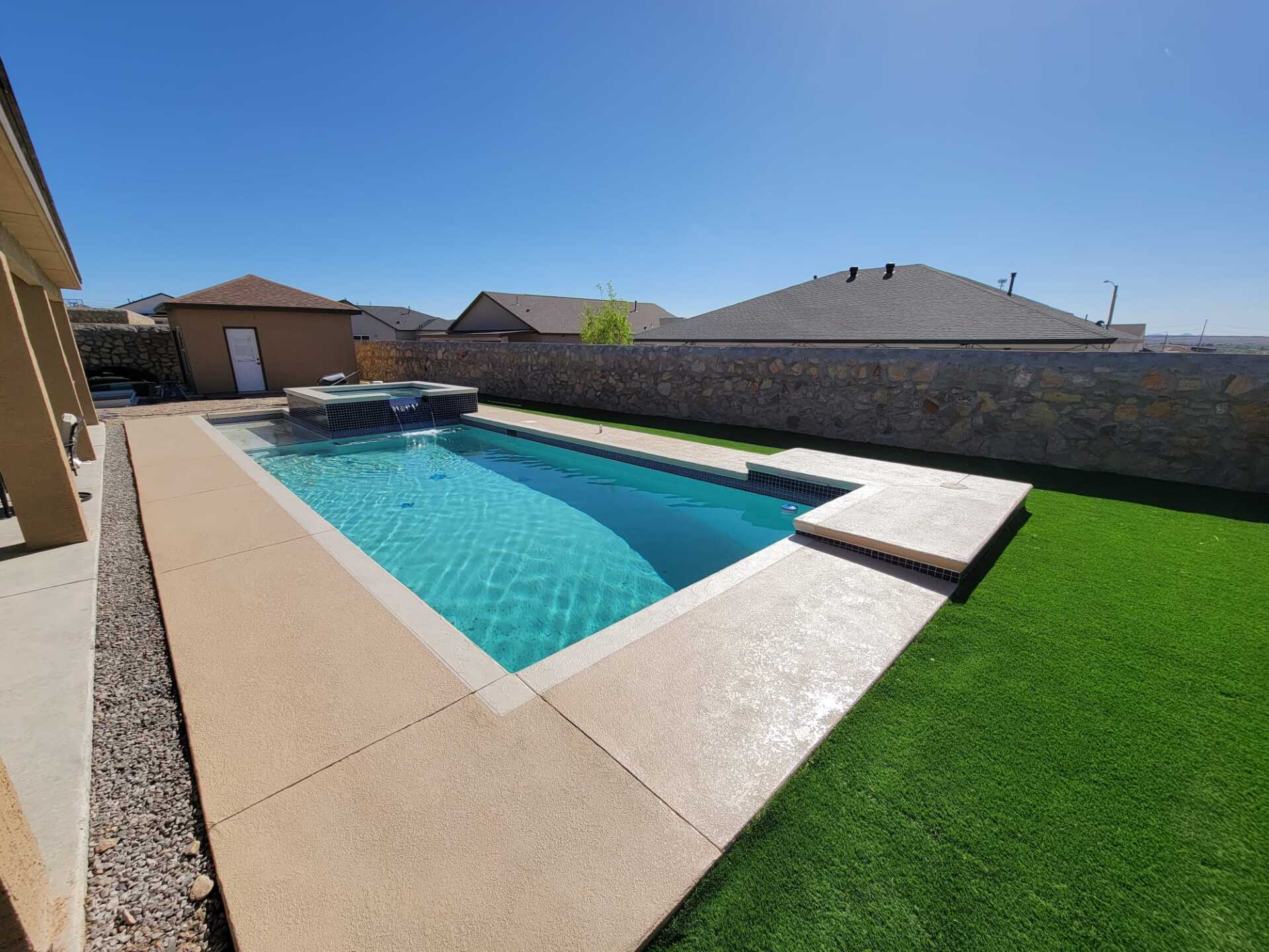 newly installed concrete stairs in the pool
