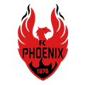 A red and black logo for fc phoenix 1976