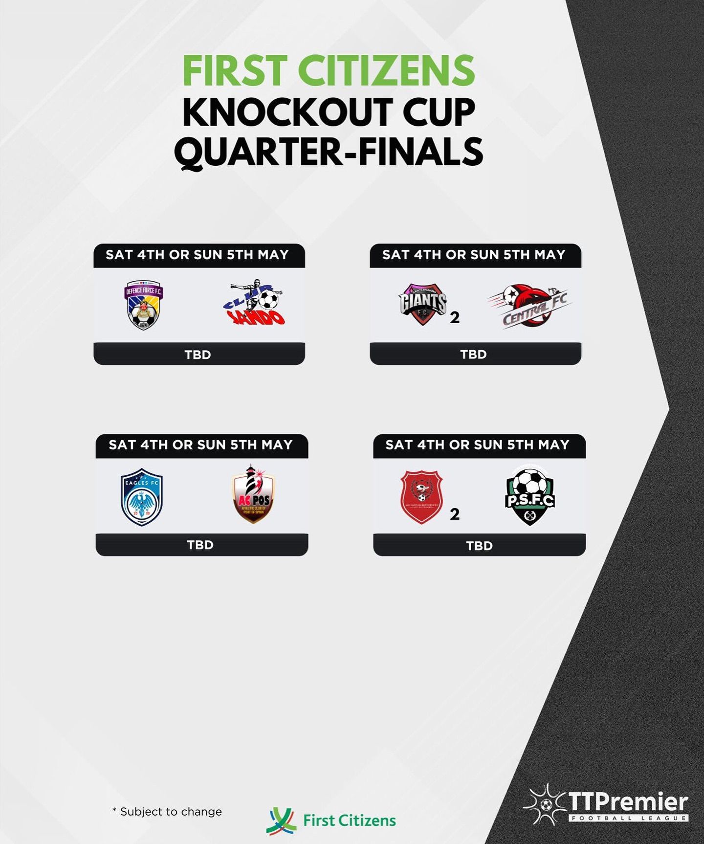 A poster for the first citizens knockout cup prelims