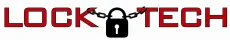 LockTech logo with red text and a black padlock icon centered in the word