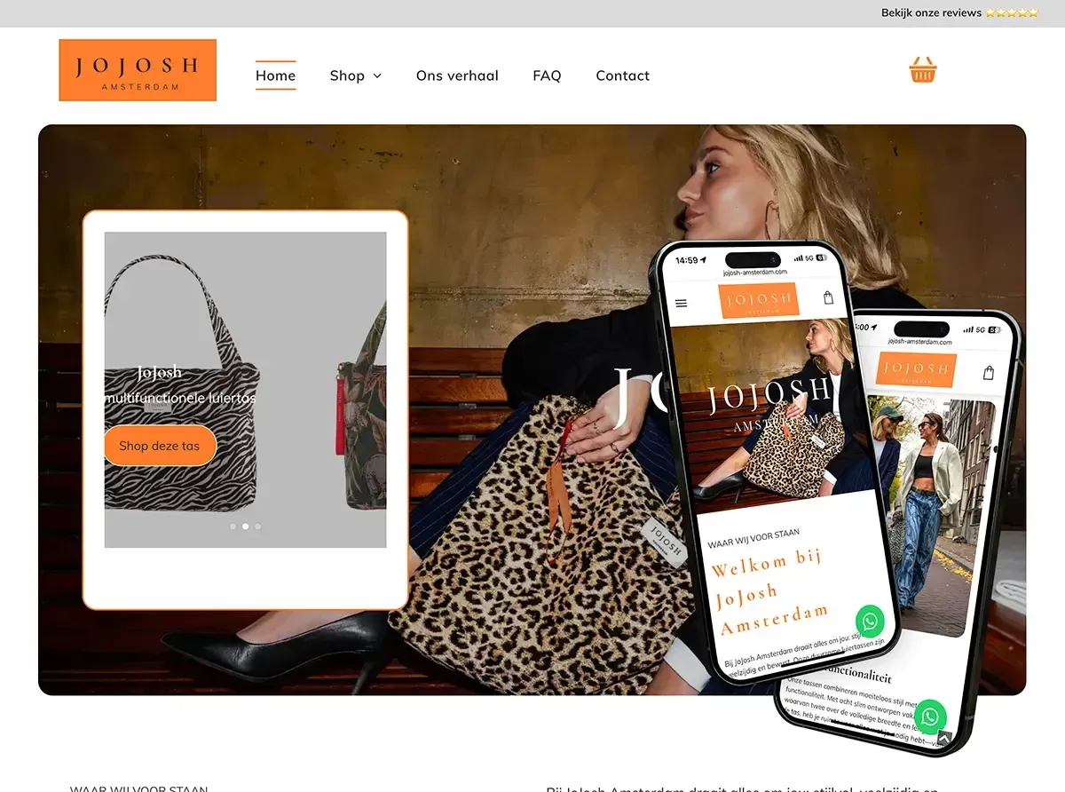 Een screenshot van een website met twee telefoons erop.