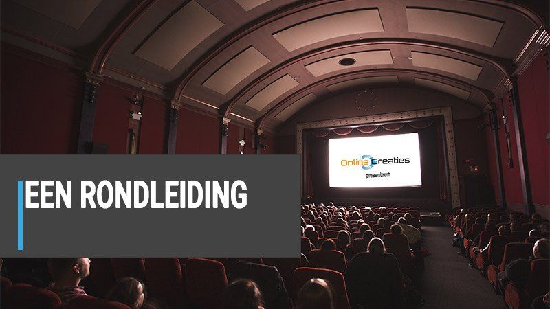 Een groep mensen kijkt naar een film in een theater.