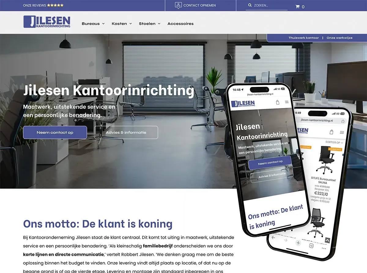 A screenshot of the website for meer reviews meer omzet.