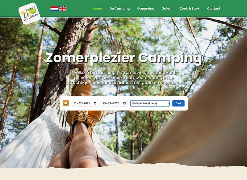 Een animatie van het boeken van een campingplek.