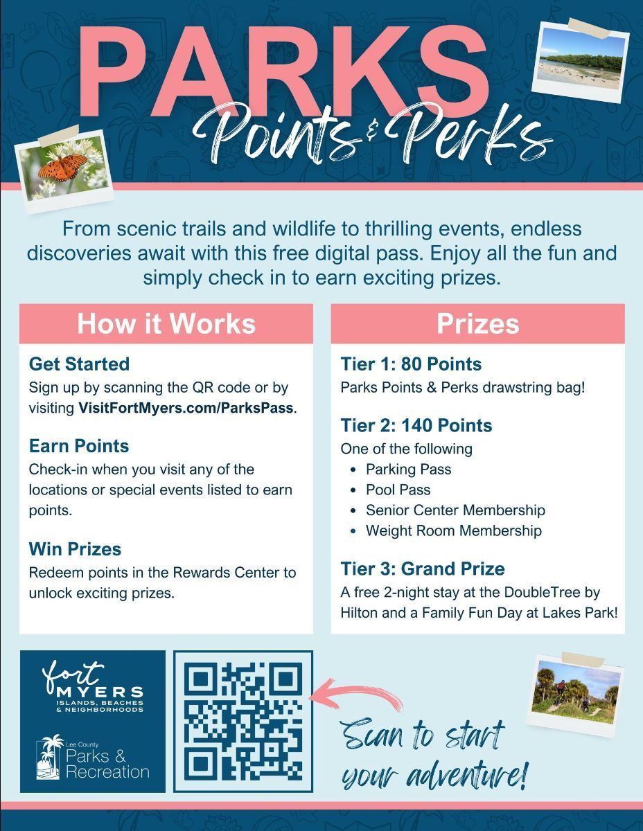 A poster about parks points and perks with a qr code