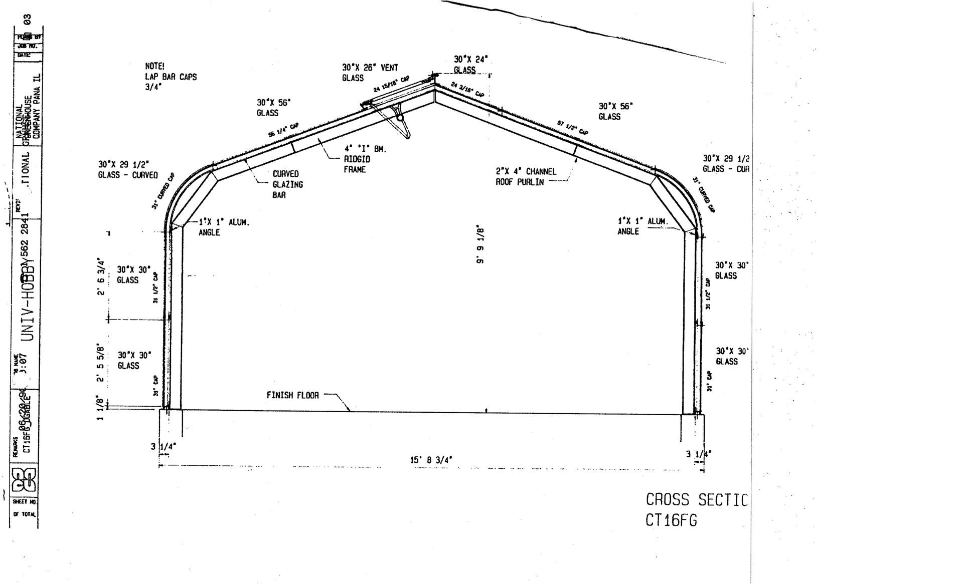 A black and white drawing of a building with measurements.