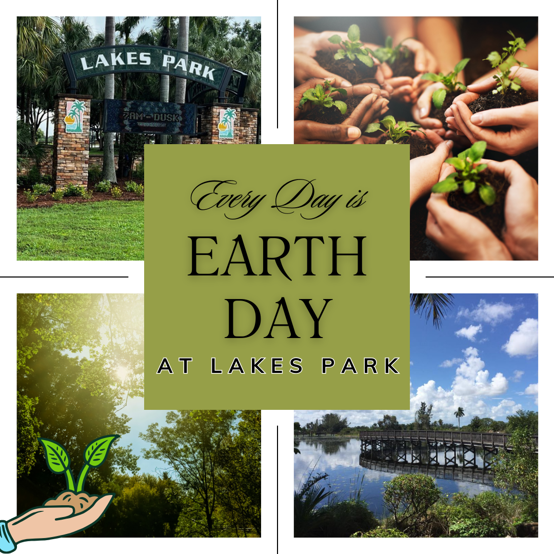A collage of photos for earth day at lakes park