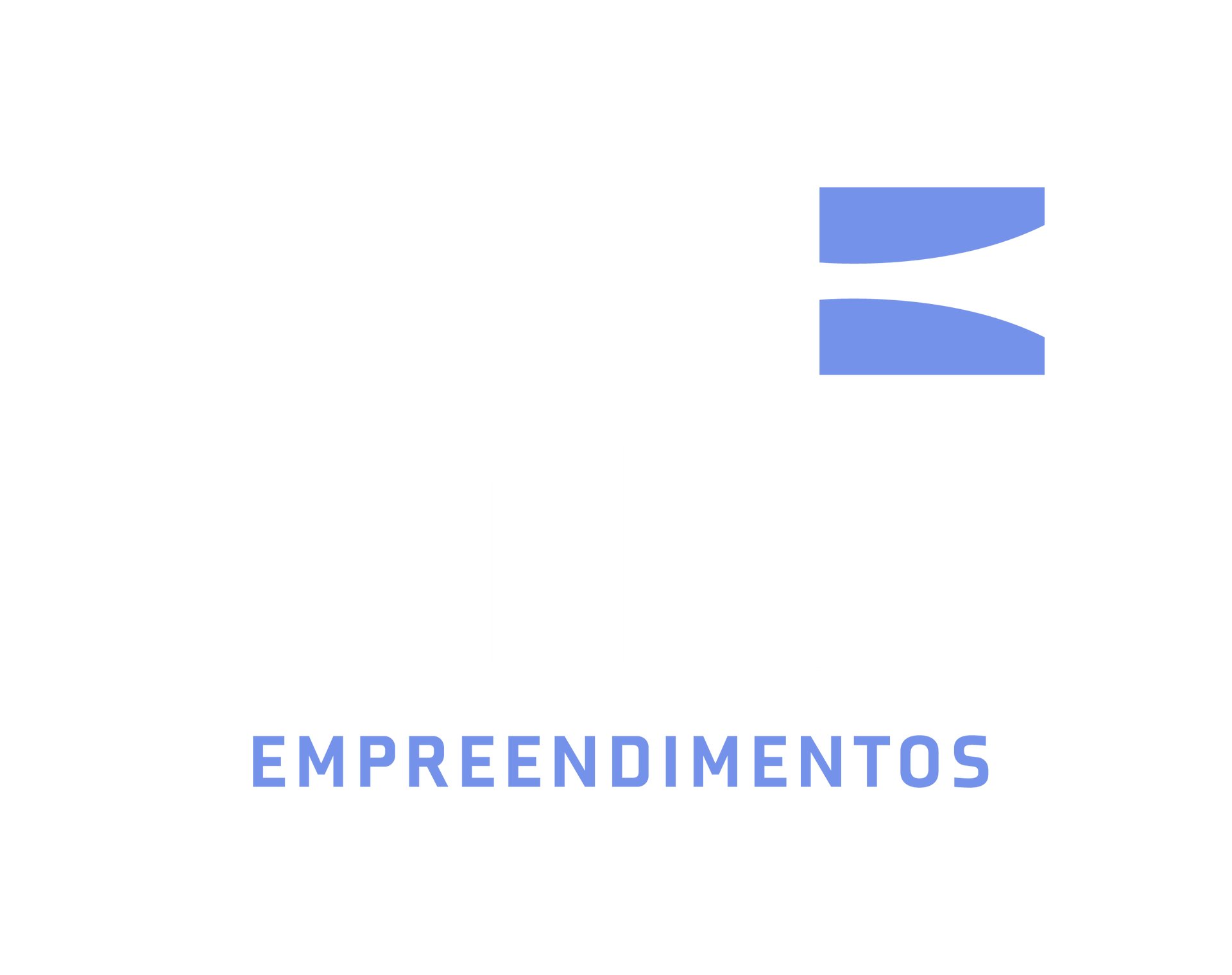 Um logotipo azul e branco com as palavras empreendimentos nele.