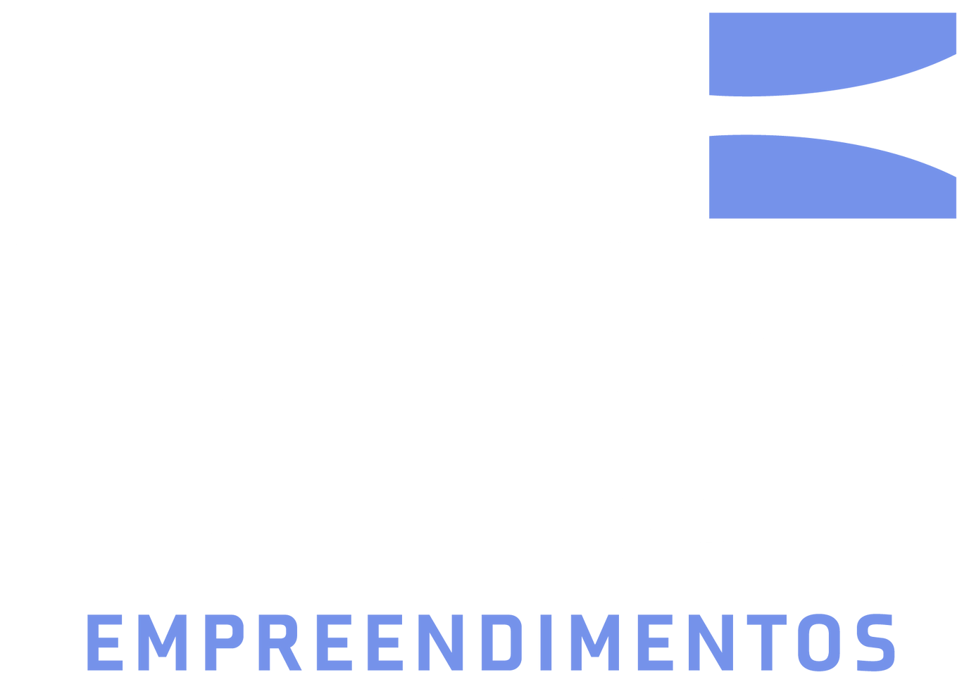 Um logotipo azul e branco com as palavras empreendimentos nele.