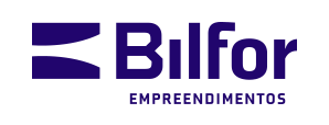 Um logotipo azul e branco para uma empresa chamada bilfor empreendimentos.