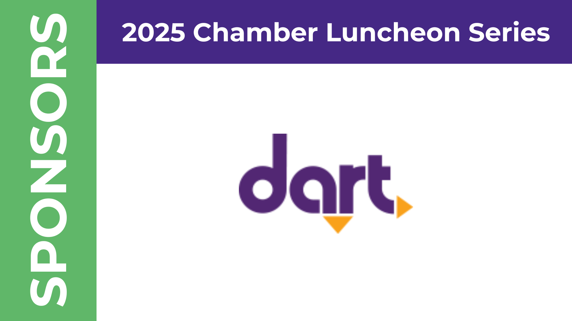 Dart logo with purple text and orange accents, sponsored the 2025 Chamber Luncheon Series.