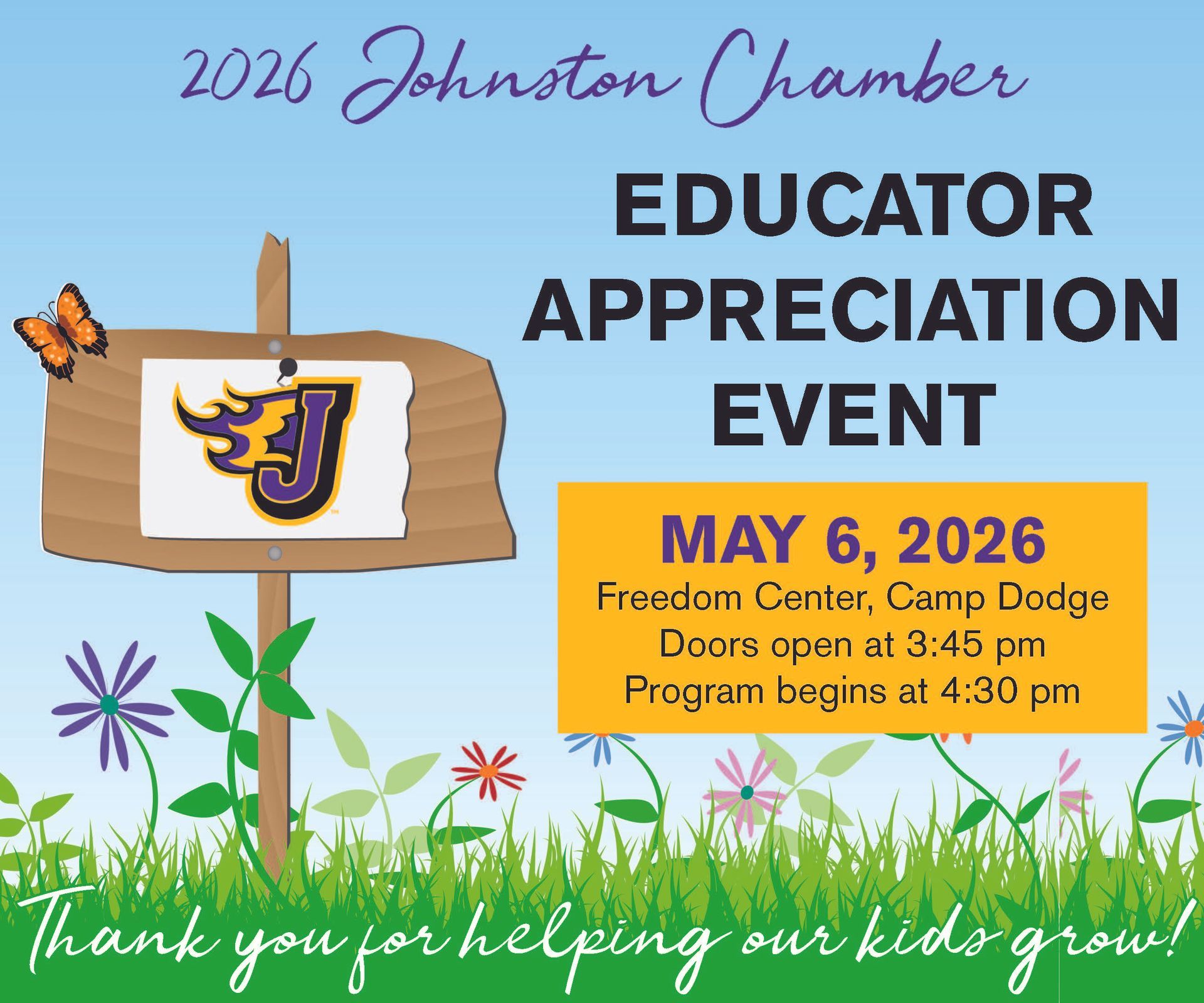 Educator Appreciation Event promo with flowers