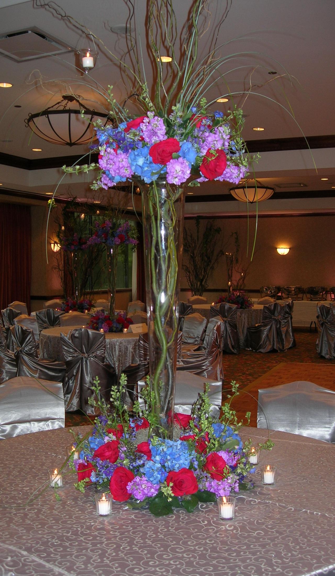 Centerpieces — Red, Blue, and Purple Custom Centerpiece at a Wedding in Houston, TX