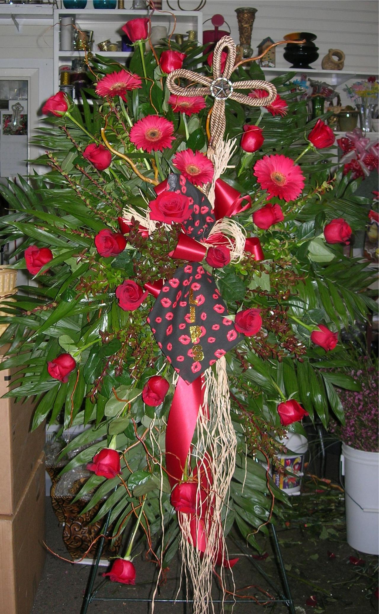 Funeral Tribute — Large Bouquet of Red Flowers in Houston, TX