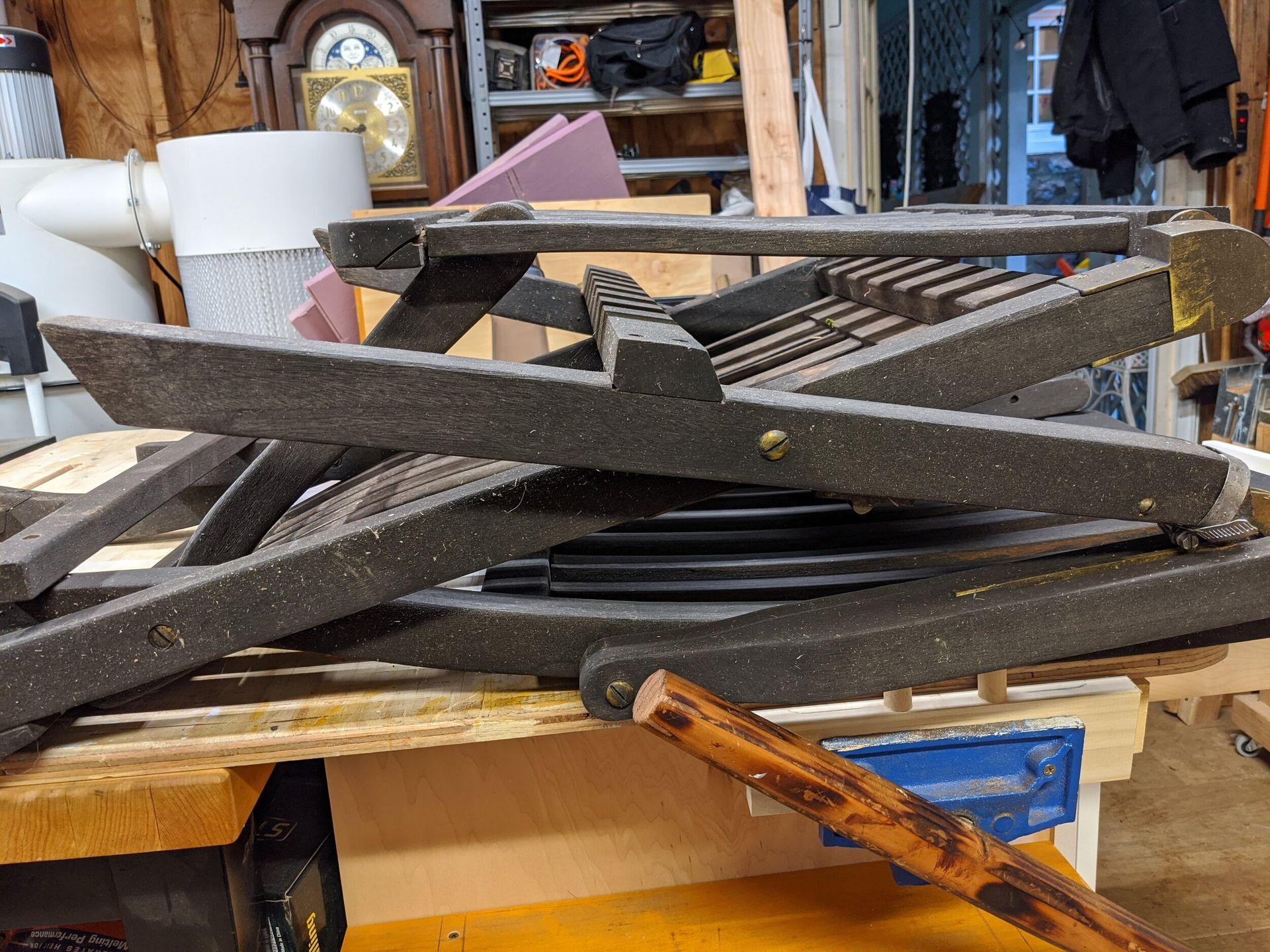 A bunch of wooden pieces are stacked on top of each other