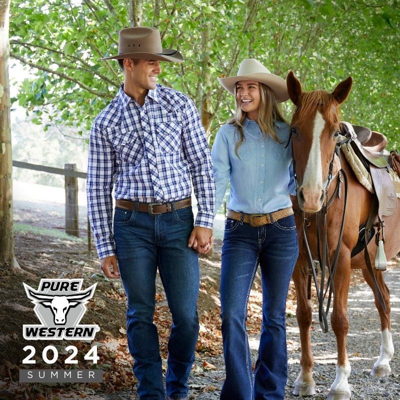 A Couple Walking With Horse Wearing Pure Western Clothing — Wauchope Rural Centre In Wauchope, NSW
