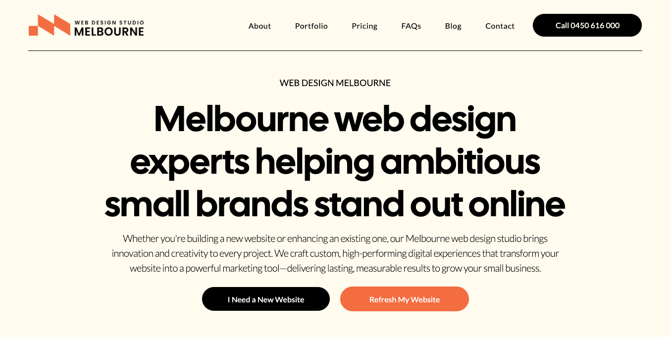 Using Web Design Studio Melbourne Home Page as an example of a strong Home Page design