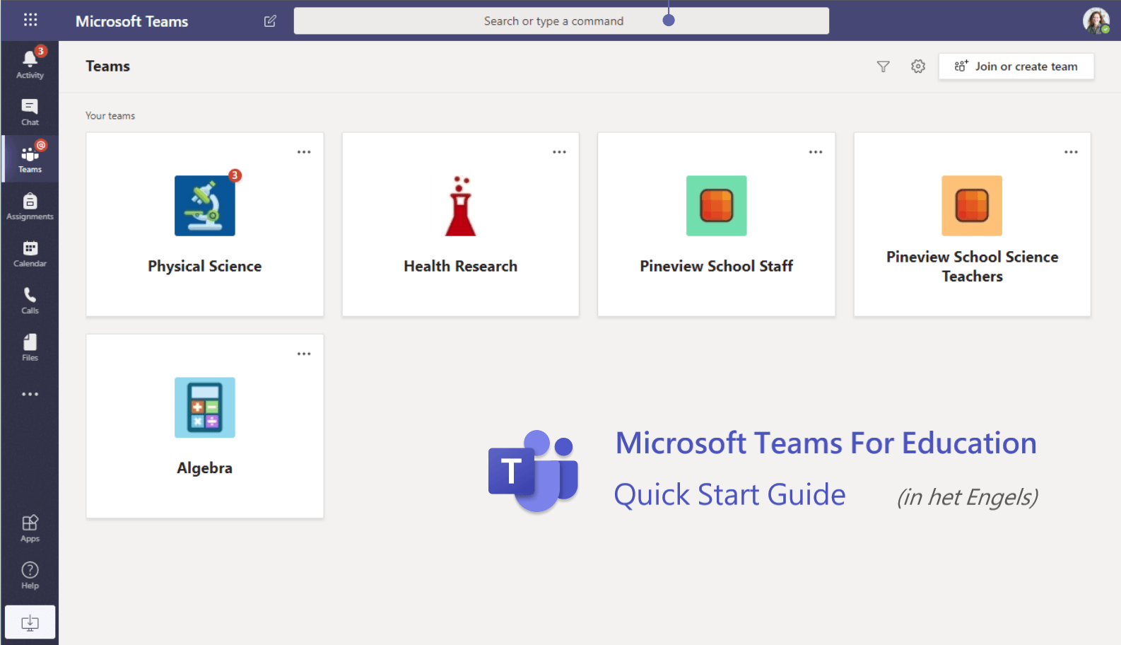 Download de Quick Start Guide voor Microsoft Teams voor het onderwijs in het Engels