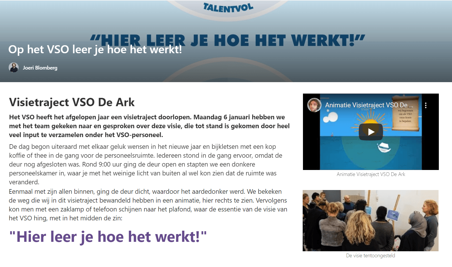 Eerste pagina van SharePointpost Op het VSO leer je hoe het werkt!