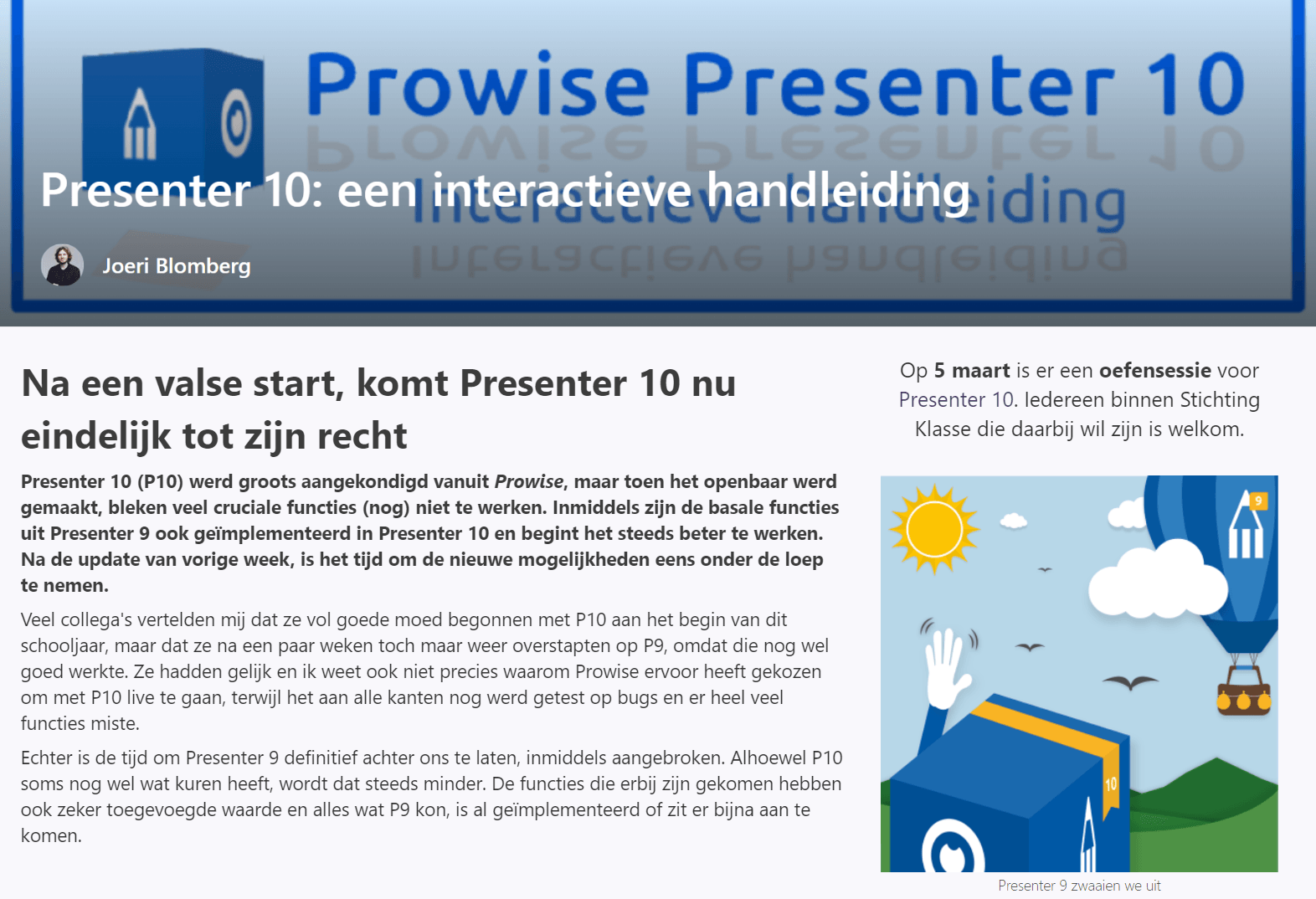Voorpagina SharePointpost: Presenter 10 Interactieve Handleiding
