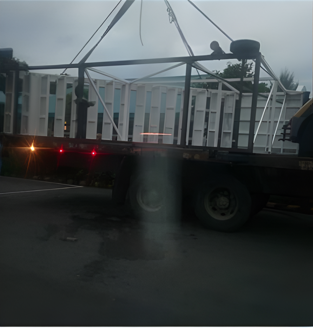 Truck Transporting Large White Plastic Structures — Kerubin Logistics Inc in the Philippines