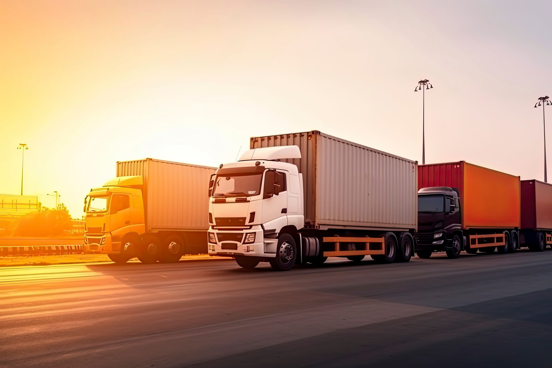 Trucks Parked at A Port or Industrial Site with Cargo Containers — Kerubin Logistics Inc in the Philippines