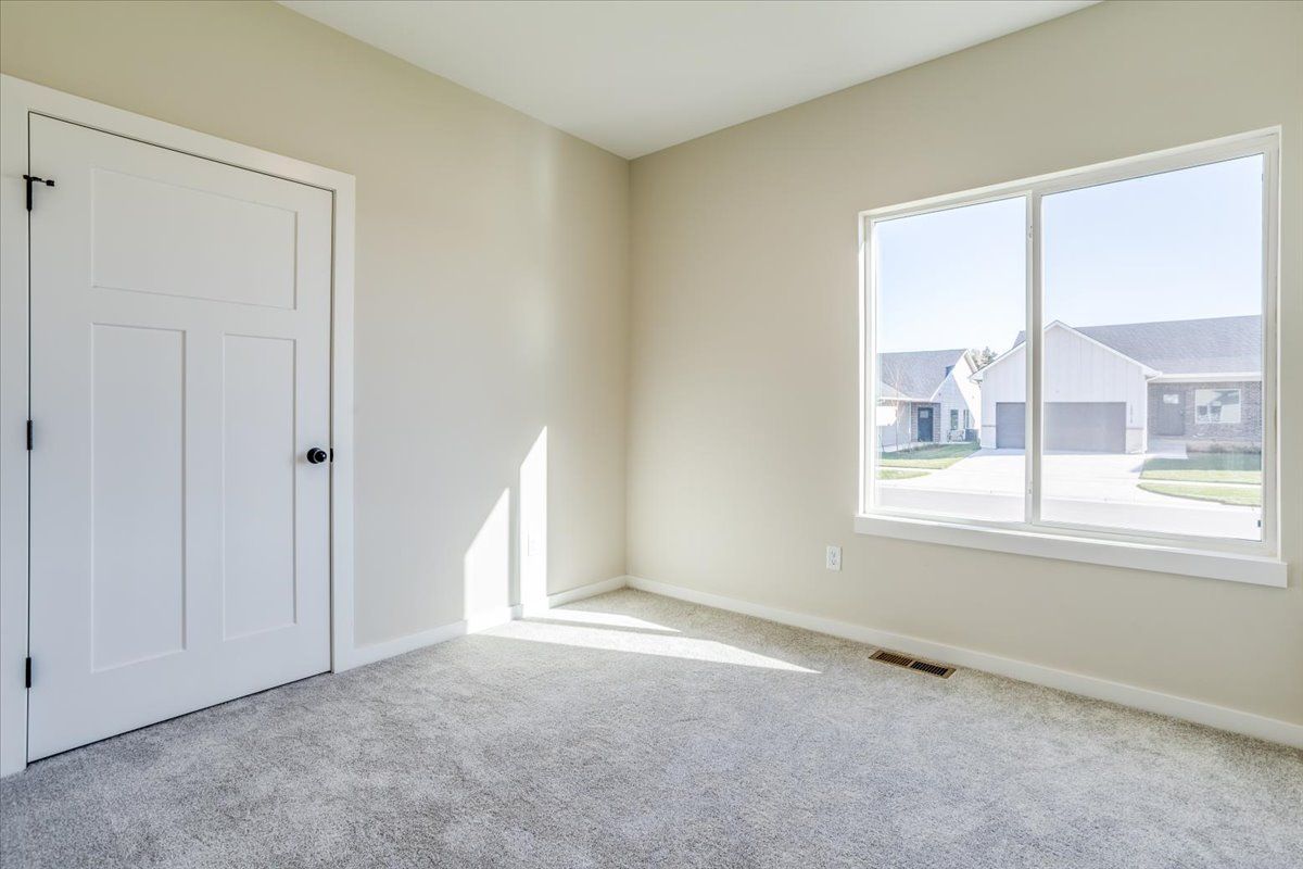 There is a large window in the middle of the room.