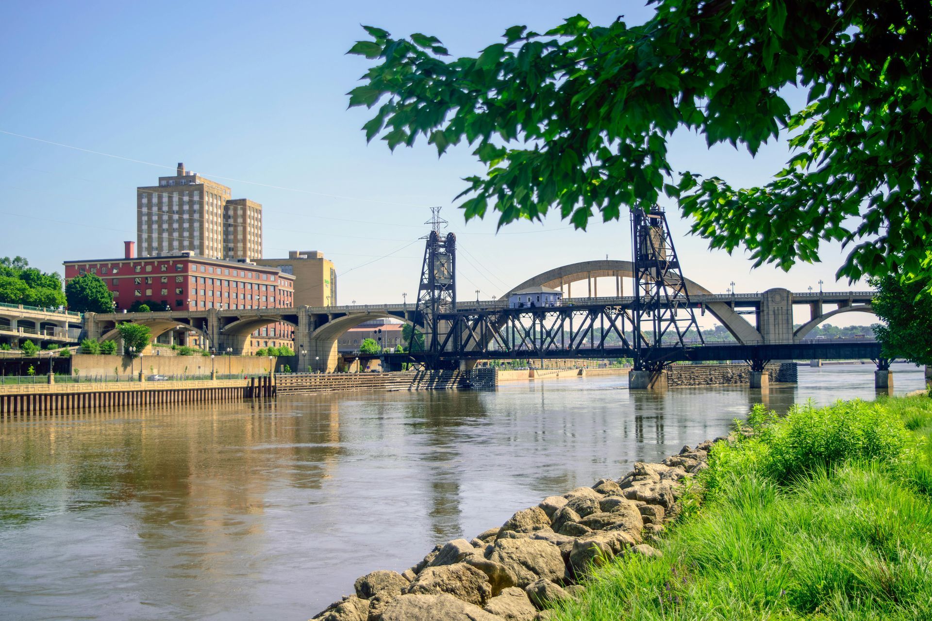 An aerial view of a water tower in the city of hawthorne