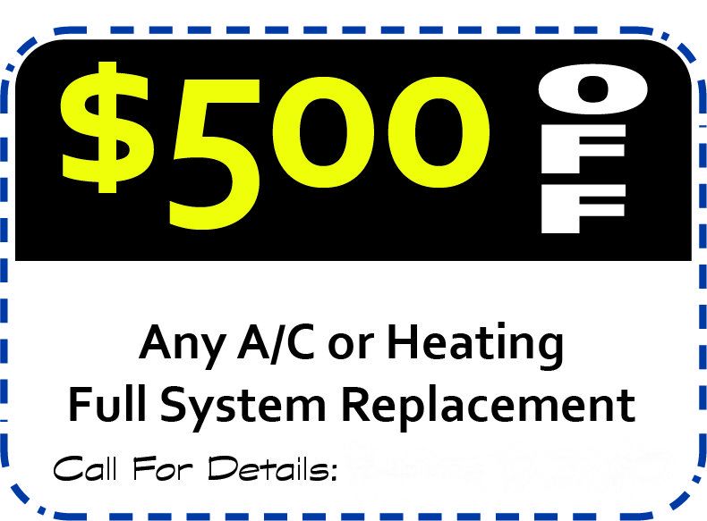 Coupon $500 Off Any A/C or Heating Full System Replacement. Call for details: Expires 12/31/20
