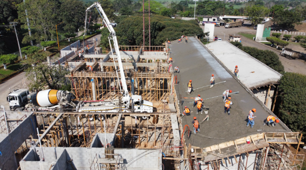 Una vista aérea de un edificio en construcción.