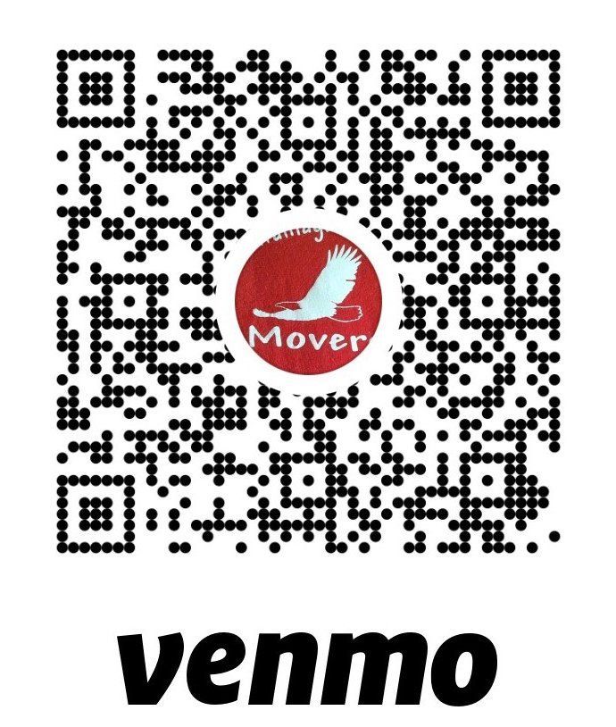 QR code for Venmo payment, with a logo of a red circle and bird that says 