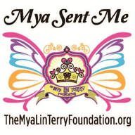 Logo for The Mya Lin Terry Foundation. Features butterfly wings, a crown, and text reading 