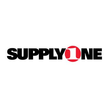 "SupplyOne" in bold black text, the "O" replaced with a white "1" inside a red circle.