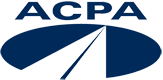 The acpa logo is a blue circle with a sailboat in the middle.