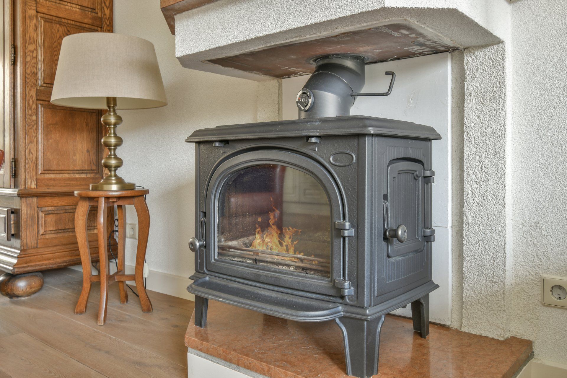 newly installed indoor fireplace