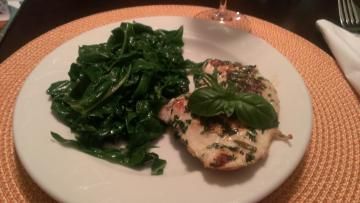 Basil resh from the garden on  late of hicken and spinach.