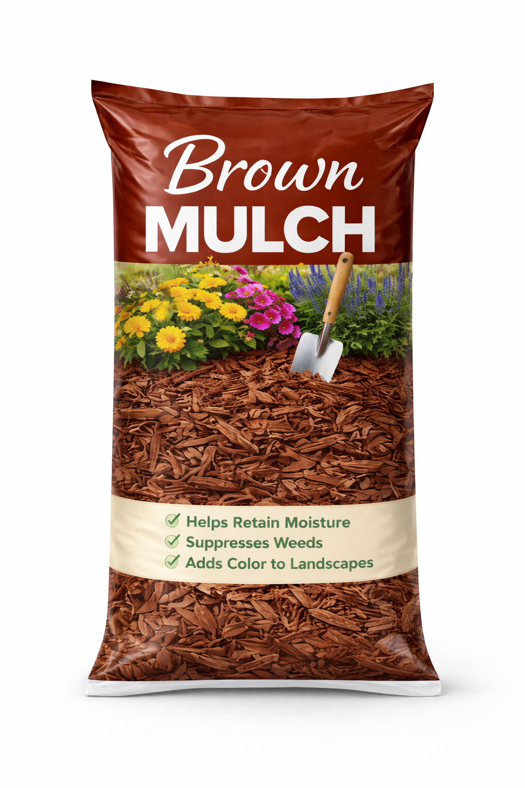 brown mulch in bag
