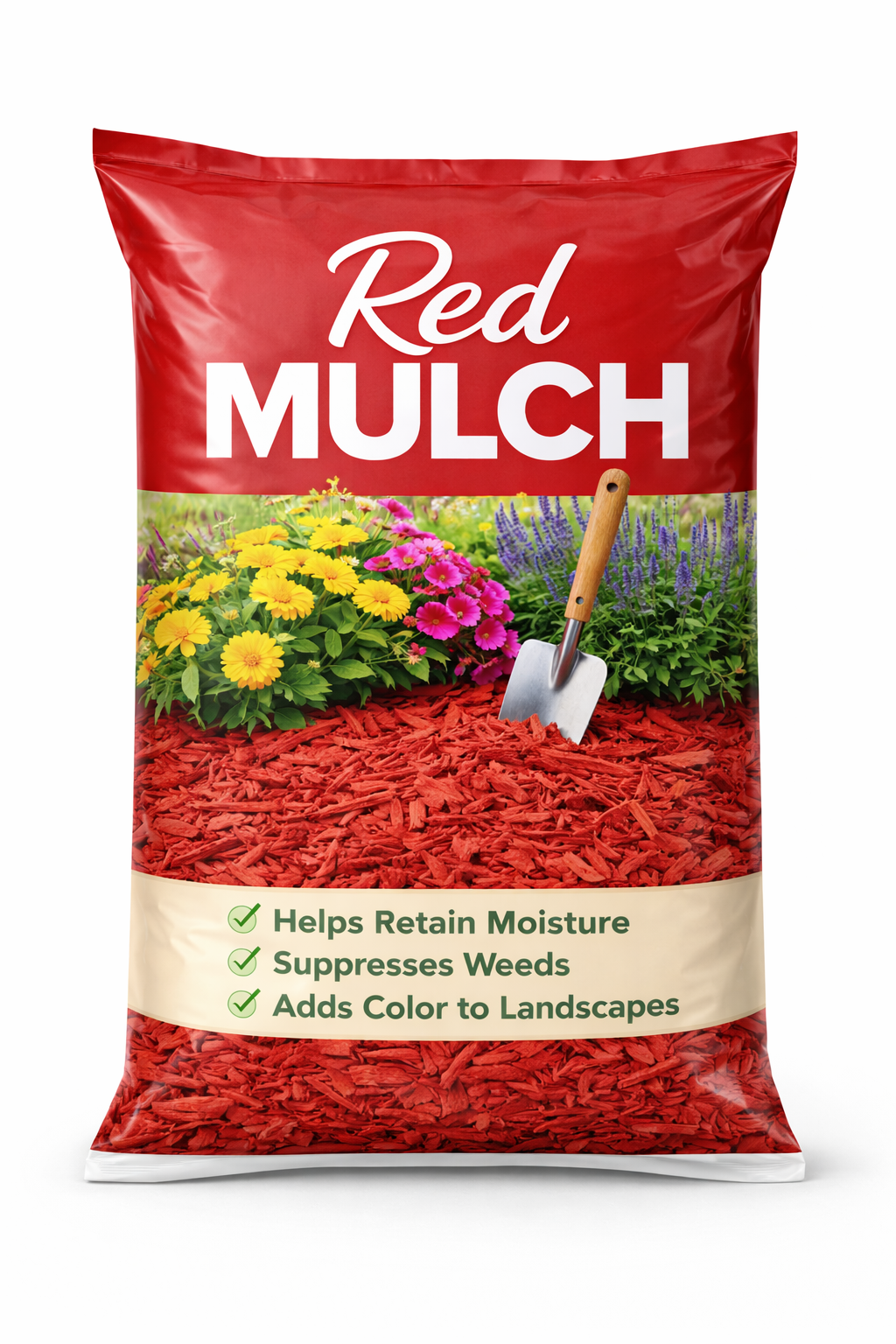 red mulch in bag