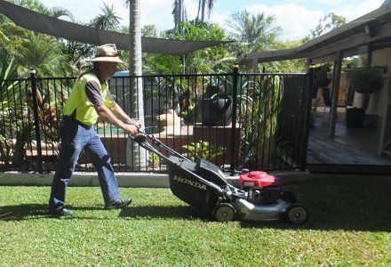 Professional using lawn mowers 