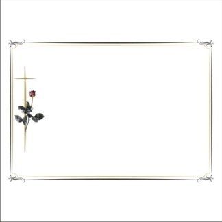 manifesto funebre con croce e fiori